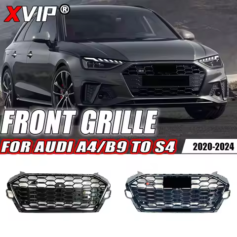 XVIP S4 Style All Glossy Black Front Bumper Grille For Audi A4 B9 20-24 To S4 Style High Quality Upp