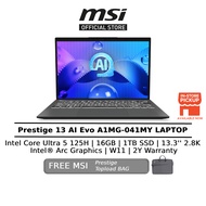 MSI Prestige 13 AI Evo A1MG-041MY (Intel Core Ultra 5 125H/16GB/1TB SSD/13.3" 2.8K/Intel Arc Graphics/W11/2Y) Laptop