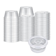 50pcs 3oz Hinged Sauce Cup Salad Condiments Disposable Container Cup With Lid