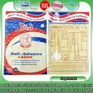 T & J No 123 Label Undangan 123 Stiker Nama Tj Tom Jerry Isi 10 Lembar Perekat Note Tipex Kertas Ala
