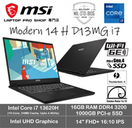 MSI - [Core H i7 軍規商務] Modern 14 H D13MG i7 ( i7-13620H/ 16GB RAM/ 1TB SSD/ 14" IPS) 手提電腦