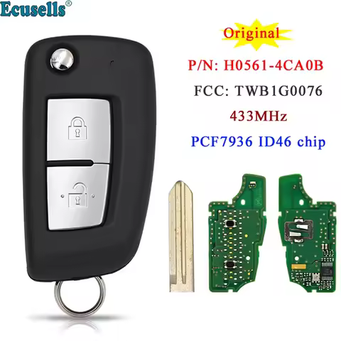 Ecusells Original 2 Buttons Car Remote Key 433 MHz PCF7936 HITAG 2 ID46 Chip for Nissan X-trail Part