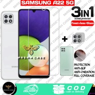 SAMSUNG A22 COLOR TEMPERED GLASS (4G)/ A22 (5G) BONUS LENS + CARBON GARSKIN