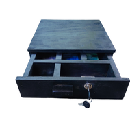 Cash drawer laci uang toko kayu jati 33x33x11Cm skat 7 dan sekat 5 Partisi Plus Kunci warna putih