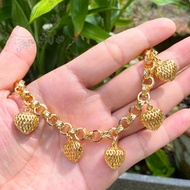 Rantai Tangan Emas Suasa Buah Hati Gold Plated Love Pendent Bracelet