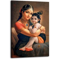 Radha Krishna Baby Krishna with Yashoda Poster Wall Art Canvas Painting Aesthetic Bedrooms Living Ro