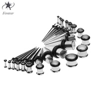 [Fenteer] 36 Pieces Stainless Steel Punk Ear Stretching Kit Plugs and Tapers Set 14G - 00G