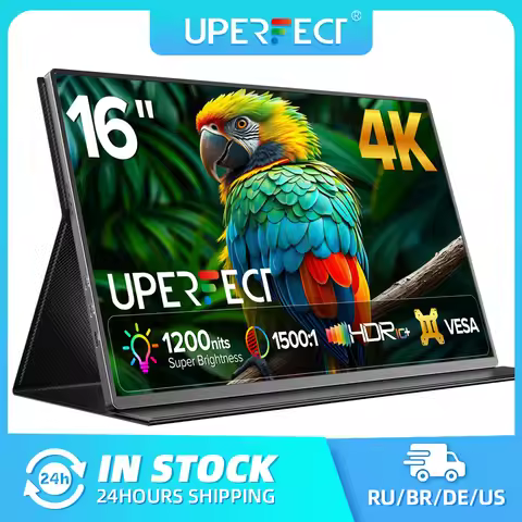 UPERFECT 4K Portable Monitor 16" 3840x2400 IPS 1500:1 1200Nits USB C HDMI Computer Gaming Display wi
