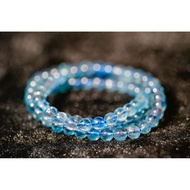 Soul Stone Natural Crystal Velcro Blue (With Black) Aquamarine Brushed Multi-Circle