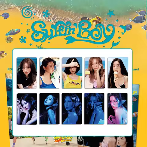 5PCS Korean Hot Idol New Album "Surfin' Boy" High Quality Small Cards Irene Seulgi Wendy Joy Yeri Ne