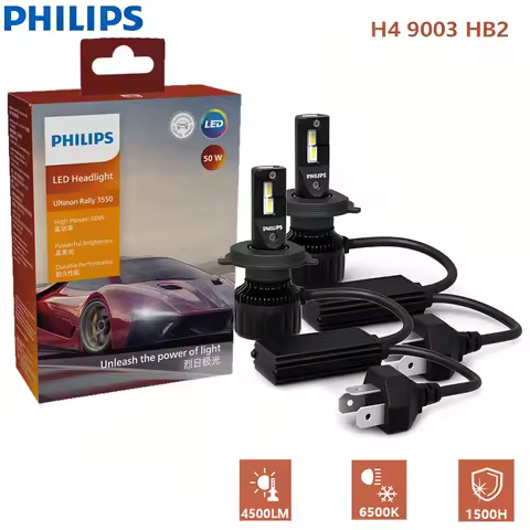 Philips Ultinon Rally 3550 H4 HB2 9003 LED Head Light 100W 9000LM Max Power Bright 6500K White Turbo