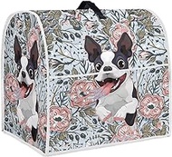 Goronwyfloyd Floral Boston Terrier Pattern Stand Mixer Cover Kitchen Mixer Dust Proof Cover with Accessories Storage Handle and Pocket Compatible with 6-8 Quart Mixer, Coffee Maker