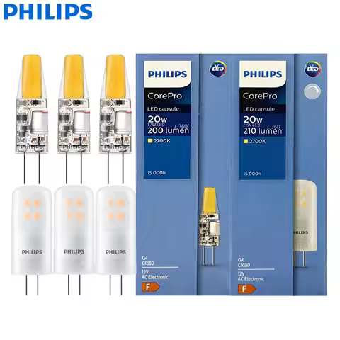 Philips G4 LED Capsule 1.7W 2.1W (=20W Halogen) Pin Light CorePro 2700K White AC 12V LED Decorative