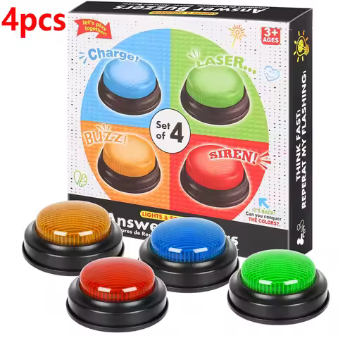 Answer Buzzers for Game Shows 4pcs Game Buzzers with Lights & Sounds Buzz Buttons for Kids - Perfect