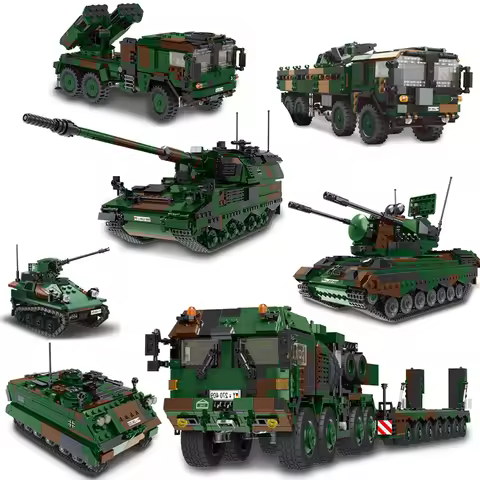 The German Military Weapon Army Weasel Infantry Leopard 2A6 Tank MAN KAT1 8x8 Building Blocks Bricks