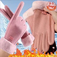 [3-5 DAYS DELIVERY]Korean Winter Touchscreen Gloves - Plush Faux Suede Women's Cold Weather Gloves  