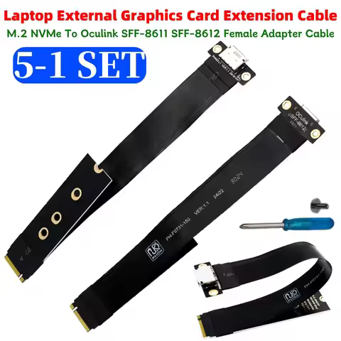 5-1SET 5-M.2 NVMe To Oculink SFF-8611 SFF-8612 Laptop External Graphics Card Extension Cable for Sta