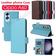 Flip Leather Phone Case For Oppo A60 A 60 OppoA60 CPH2631 Magnetic Bracket Casing Shockproof Back Co