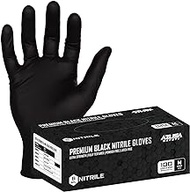 Azusa Safety 6 Mil Black Disposable Nitrile Gloves, Powder-Free, Fully Textured, Ambidextrous, Food Safe, Size: M (Box of 100)