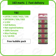 T&E Watch battery coin cell button jam bateri 1.55V LR726 AG2 396 LR59 SR726SW SR59 1164SO 607 S726E