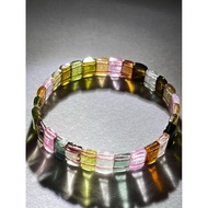 #B588-2 100% Natural Translucent Multicolored Tourmaline Bangle H9.5mm X L6.2mm