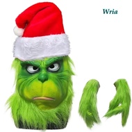 WRIA Grinch , Latex Green Fur Freak Grinch Headgear, Funny Masquerade Anime Grinch Masque Cosplay Pr