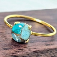 ``` 【日本手作】Amazonite 銅珠戒指 18kgp