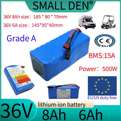 New 36V 8Ah 6Ah lithium battery pack 10S4P/2P with built-in 15A BMS, used for charging batteries suc