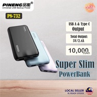 PINENG PN732 Super Slim Power bank 10000mAh PN-732 USB A & USB C (Type C) Output 12W Max