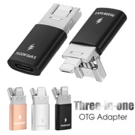 3 In 1 OTG Adapter Type C Female To USB Male Micro Lightning Converter Support Fast Charge Data Transfer Otg Connector Compatible with iPhone Samsung Huawei