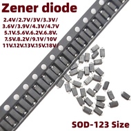 100PCS SOD-123 SMD Zener Diode BZT52C 2.4V 3.3V 3.6V 4.7V 5.1V 5.6V 6.2V 6.8V 7.5V 8.2V 9.1V 10V~62V