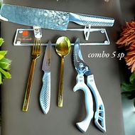 Combo of 5 Kitchen Products (Chicken Scissors + Damascus Slicing Knife + Global Paring Knife + Japan