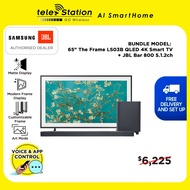 [TV BUNDLE] 65" The Frame LS03B QLED 4K Smart TV + JBL Bar 800 | Free Google nest hub