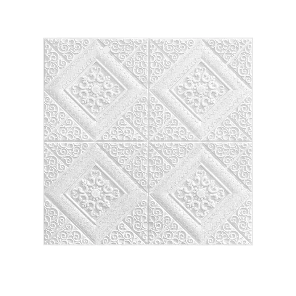 5pcs 70x70cm Self-adhesive 3D Background Wallpaper Foam Ceiling Wall Sticker Waterproof Moistureproo