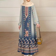 2026 New Hari Raya Design Muslim Women Fashion Bohemian Retro Style Comfortable Breathable Printed L