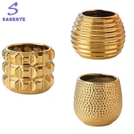 greatbuy666-Elegant Gold Ceramic Flower Pot for Home- Phalaenopsis Orchid Pot with Electroplating Fi