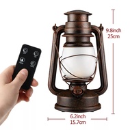 Vintage Camping Lantern Remote Control LED Candle Flame Tent Light Battery Power Camping Supplies Kerosene Lamp Outdoor Lighting
