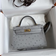 Ostrich HM Mini Kelly Gray GHW