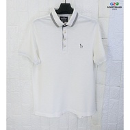 Authentic HAZZYS Chest Size 42 Short-Sleeved Polo Shirt White Spot