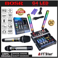 BOSR -Newly G4 LED Signal Light Mixer Power Mixer 4Channels USB Bluetooth with 2 Wireless Microphone