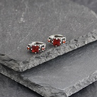 Retro Dark Red Diamond Earrings Men All-Match Earrings Street Punk Earrings Men