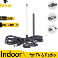 Digital TV Radio FM Antenna 80-868MHz Indoor Signal Booster Amplifier Magnetic Base Omni Antenna Home Receiver DVB-T2 ISDB DTMB TV Receivers