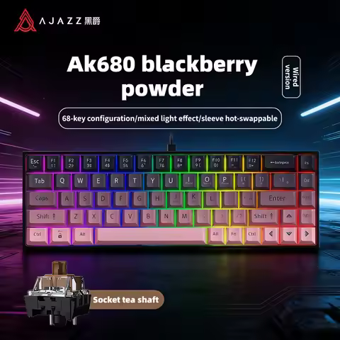 Ajazz AK680 65 Layout Hot-Swappable Mechanical Keyboard Bluetooth Wired Keyboard 68 Keys Gaming Keyb
