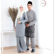 Baju raya sedondon couple suami isteri (cekak Mustang Dan Kain lipat batik) (S - 3XL)