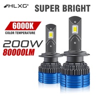 200W 80000LM 2pcs H11 H7 LED Car Headlights Bulbs Canbus H4 9005 HB3 Fan Cooling Auto Fog Lamp LED For Golf 6 7 BMW Skoda Wrangler jk