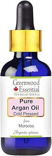 Greenwood Essential Pure Argan (Moroccan) Oil (Argania Spinosa) with Glass Dropper 100% Natural Therapeutic Grade Cold Pressed 10ml