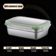 【local delivery】SUS304 Refrigerator Storage Box Bento Lunch Box Microwavable Divided Rectangle Snap