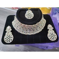 INDIAN CHOKER NECKLACE // INDIAN SILVER NECKLACE SET // BRIDAL SET // INDIAN JEWELRY COMPLETE SET