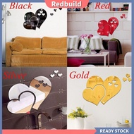 redbuild|  Removable 3D Home Art Mirror Wall Sticker Love Heart DIY Room Decal Decoration