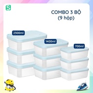 Combo of 9 Hokori rectangular food boxes (MS:6533) Viet Nhat, safe food and frozen storage box